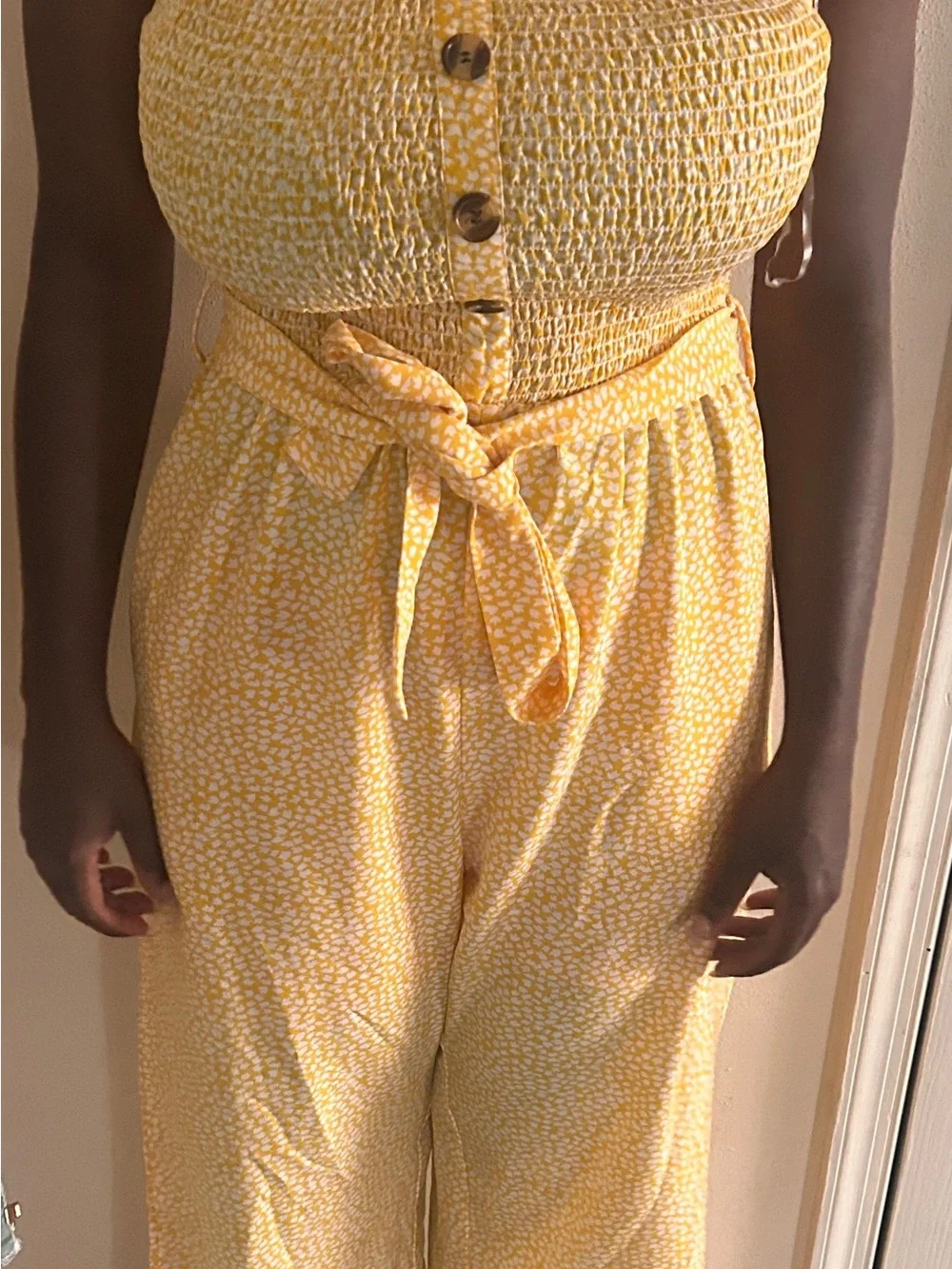SHEIN Girls Yellow Micro Dot Pajama Bottoms